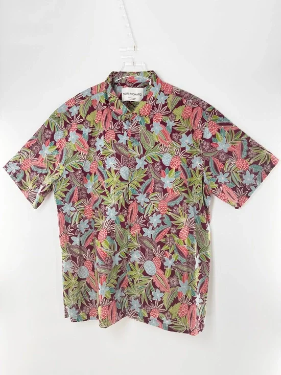 Tori Richard Tropbatik Cotton Lawn Camp Shirt Graphic Pineapples Men's Size XL - Picture 4 of 15